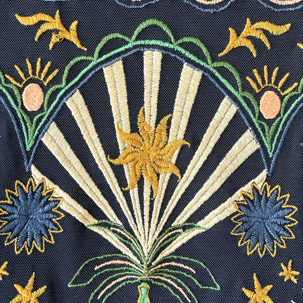 JADE by JOHNNY WAS Size Small Kaia Mesh Navy Del Mar Embroidered PulloverTop - Picture 6 of 13